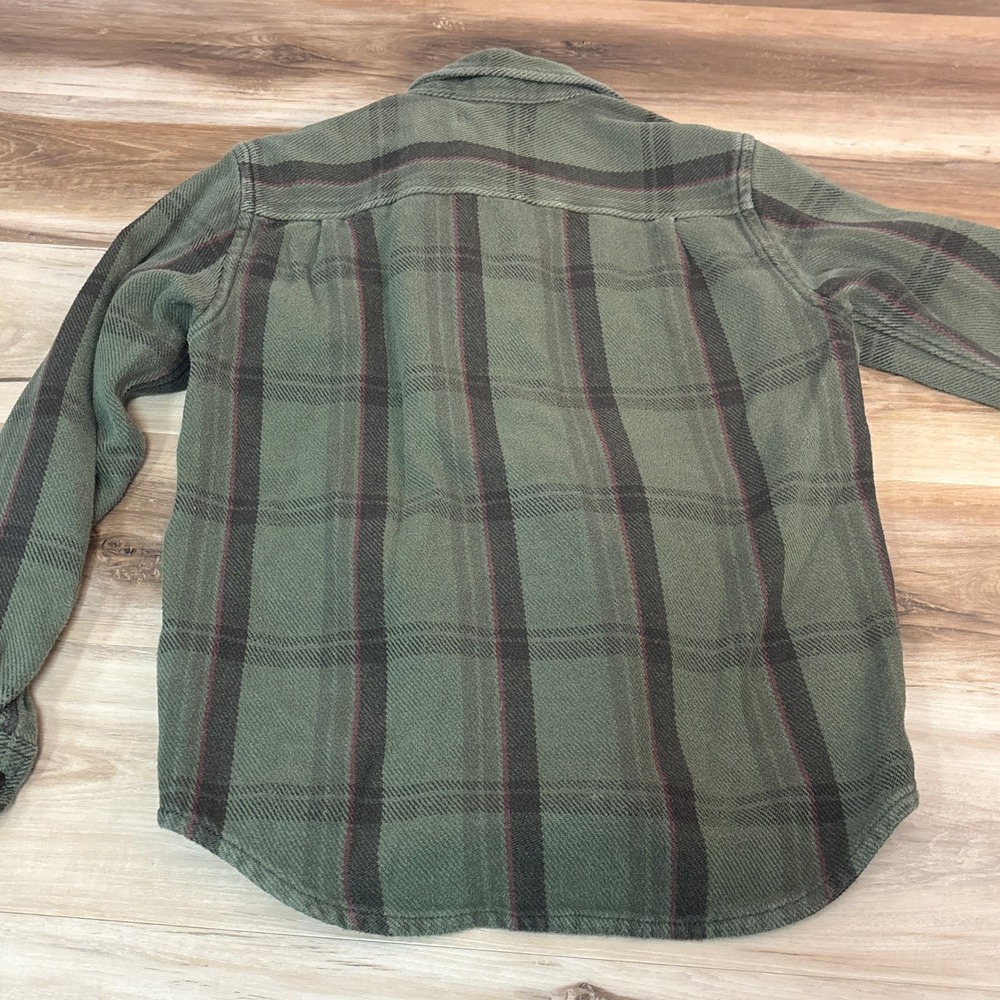 Outerknown Blanket Shirt Mens Medium Olive Green Plaid Organic Cotton Flannel - Picture 7 of 7